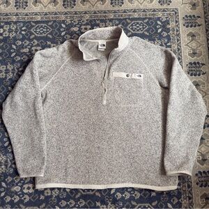 The North Face Oatmeal Sherpa Fleece 1/4 Zip Pullover Sweatshirt XL Outdoorsy